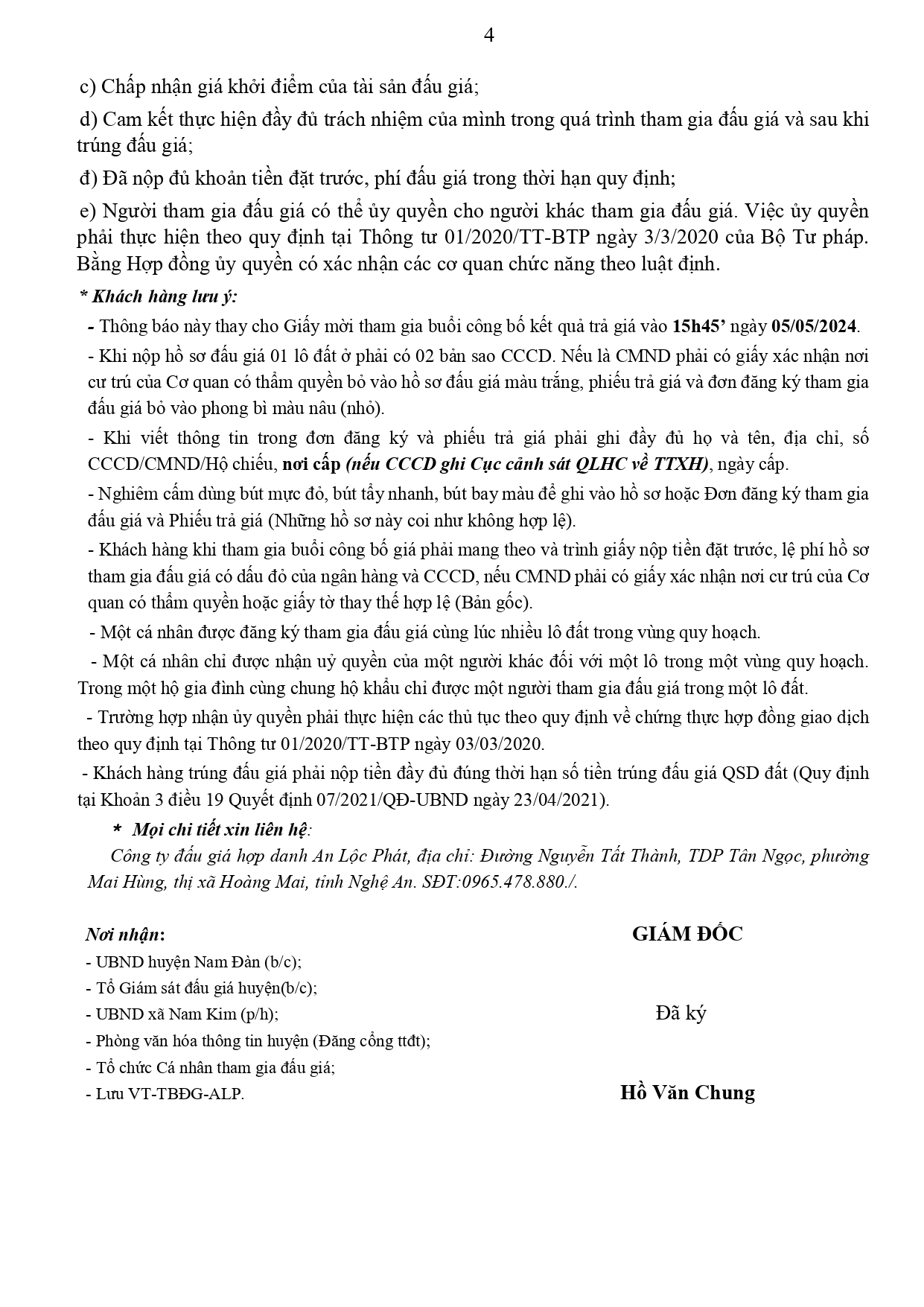 3 Thông báo đấu giá phường Nam Kim page 0004